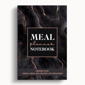 Meal Planner Notebook – Black Marble – Monday Start – 6″x9″