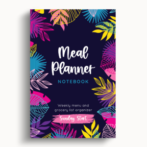 Meal Planner Notebook – Neon Flower – Sunday Start – 6″x9″