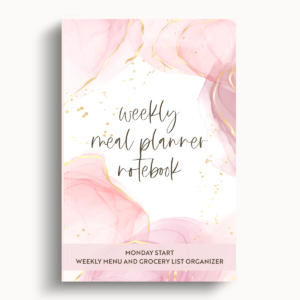 Meal Planner Notebook – Pink Marble – Monday Start – 6″x9″