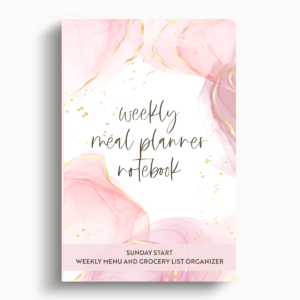 Meal Planner Notebook – Pink Marble – Sunday Start – 6″x9″